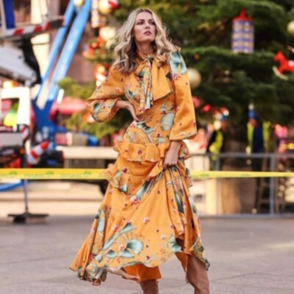 Johanna Ortiz x H&M Yellow Maxi Dress Sz 2